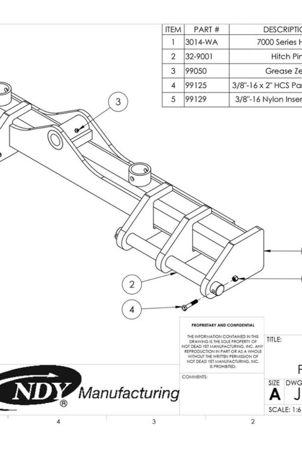 A diagram showing the parts of an Offset 3 Point Planter Hitch for John Deere 7000 Series assembly.