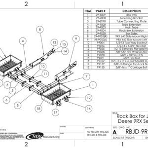 Technical drawing of rock box components.