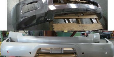 The front bumper of a car is being made.