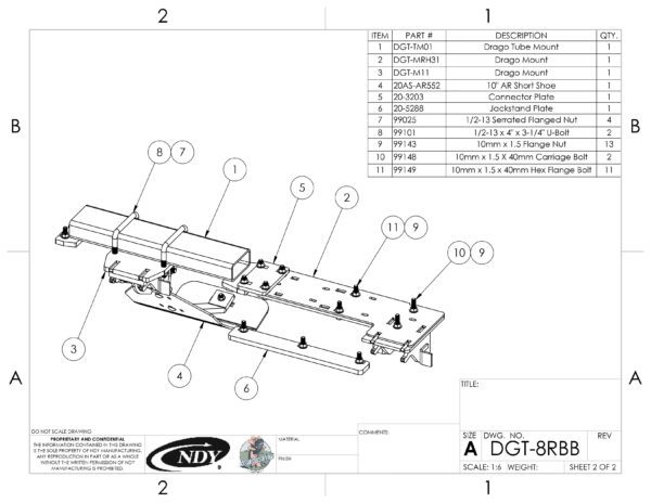 A diagram showing the parts of a Stalk Stomper for Drago GT Series 8 Row Corn Head.