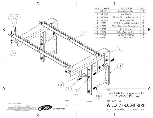 A diagram showing the parts of a Mounting Bracket Kit for John Deere 1790/95 Planters with Interplant system.