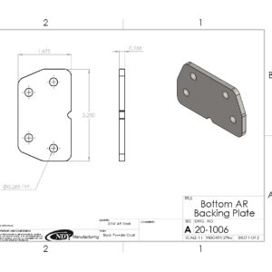 A drawing of a Stalk Stomper Bottom AR Backing Plate for a door.