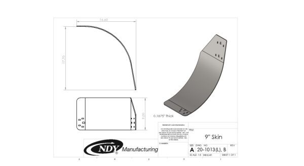 A drawing of a design for a Stalk Stomper, Left, Long AR Steel Skin wing.
