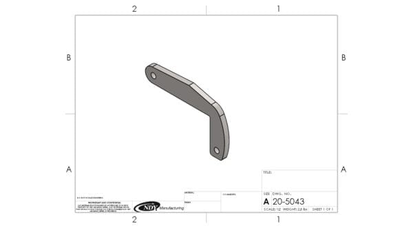 A drawing of a Rock Box Mount for New Holland T8 Series - Left handle for a door.