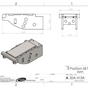 A drawing showing the parts of a Stalk Stomper Top Arm for Setback Style Arm and Shoe.