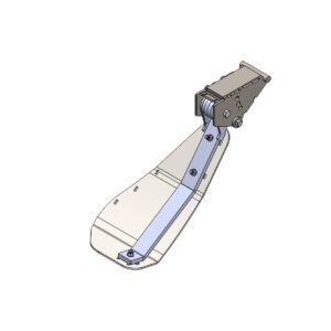 Prosthetic foot design illustration, side view.