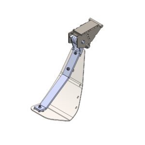 Metal bracket with curved arm design.