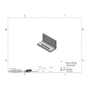 A drawing of a Rock Box Mounting Plate for John Deere with a piece of paper on it.