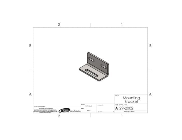 A drawing of a Rock Box Mounting Plate for John Deere with a piece of paper on it.