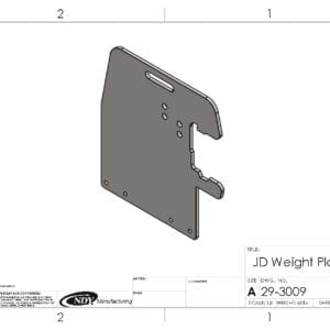 A drawing of the Rock Box Weight Plate fits John Deere.