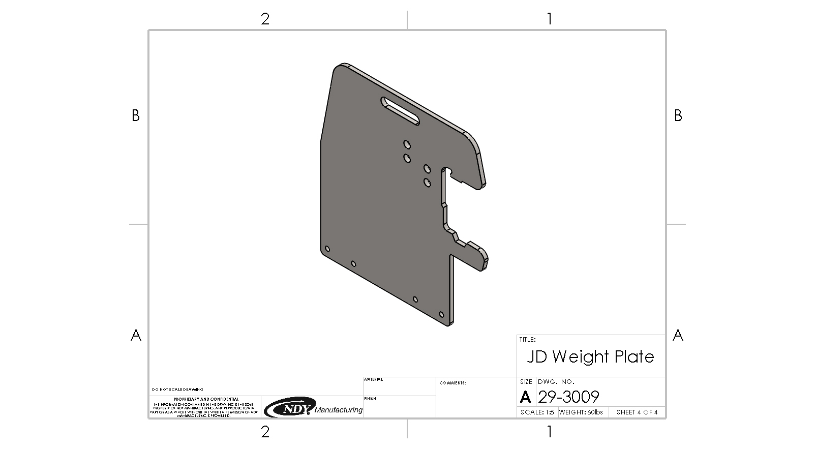 A drawing of the Rock Box Weight Plate fits John Deere.