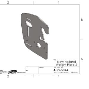 A drawing of a Rock Box Weight Plate for New Holland motorcycle.