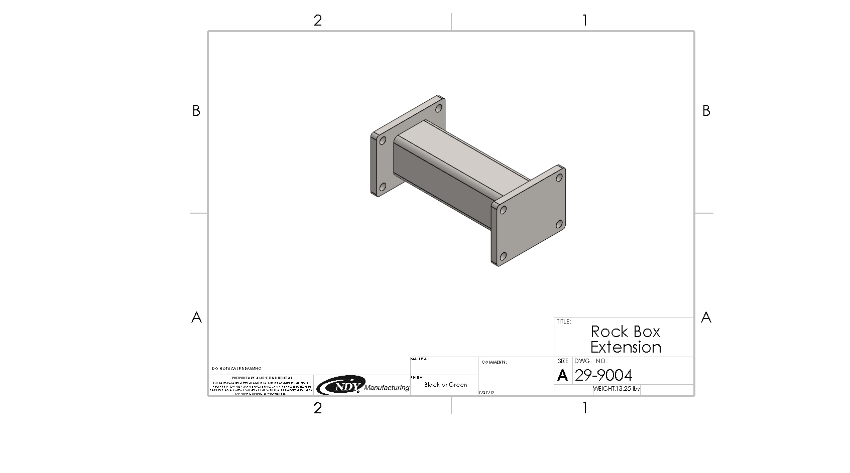 A drawing of a Rock Box Extension.