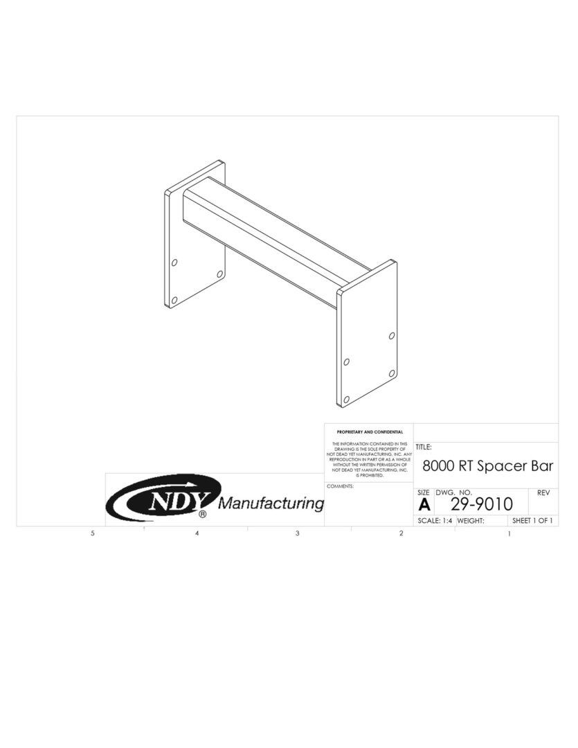 A drawing of the Rock Box Spacer Bar.