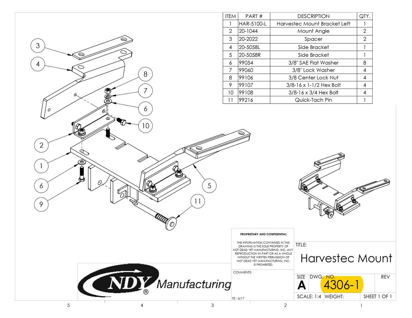 A diagram showing the parts of a Stalk Stomper Mount Assembly for Harvestec 4306 Series Corn Head.