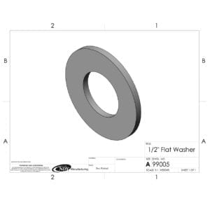 A drawing of a 1/2" Flat Washer.