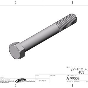 A drawing of a 1/2"-13 x 3-3/4" Carriage Bolt and nut.