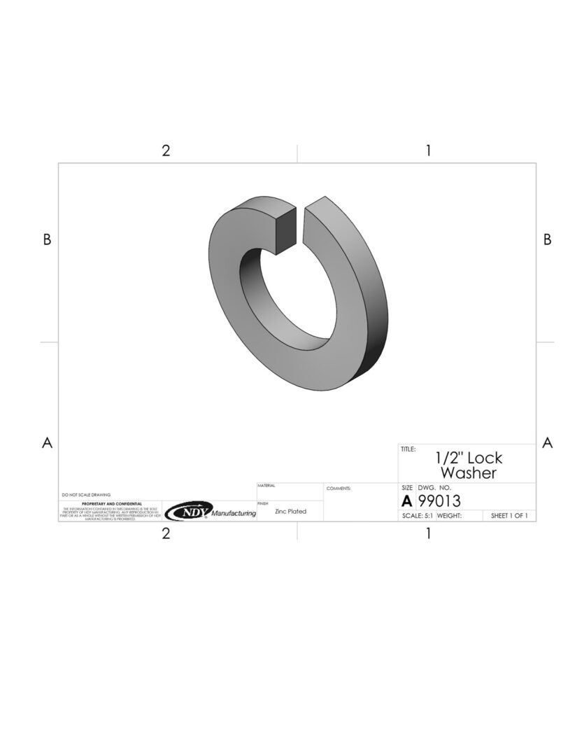 A drawing of a ring with a 1/2" Zinc Plated Lock Washer on it.