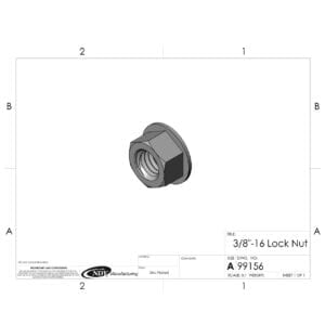 A drawing of a 3/8" - 16 Lock Nut on a sheet of paper.