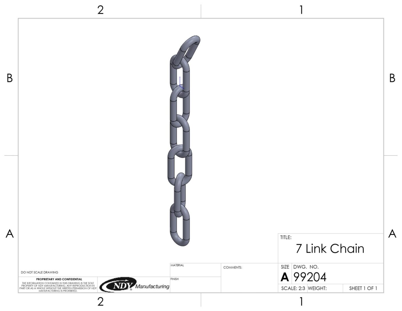 A drawing of a 7 Link Replacement Chain for Stalk Stomper.