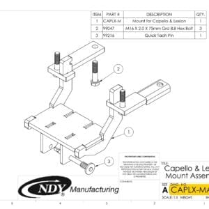 A diagram showing how to install the Stalk Stomper Universal Mount Assembly for Capello and Lexion Corn Head for a car.