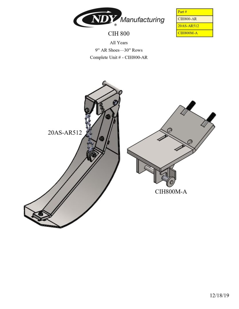 The parts diagram for the Stalk Stomper for Case IH 800 Series Corn Head.