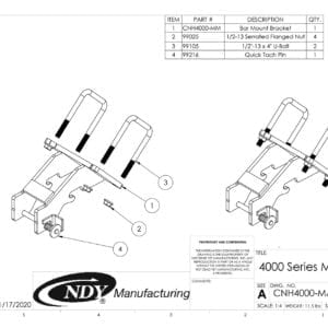 A diagram showing the parts for the Stalk Stomper Center Mount Assembly for Case/ New Holland 4000/2600 Series Corn Head.