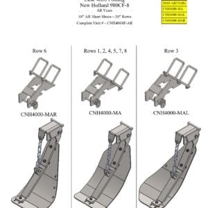 A diagram showing the different parts of a Stalk Stomper for Case 4008 Folding and New Holland 980CF-8 Series Corn Head.