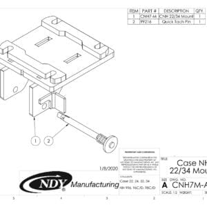 A drawing of a Stalk Stomper Universal Mount Assembly for Case IH 2200, 2400, 3200, 3400 Series and New Holland 996, 96C/D, 98C/D Series Corn Head for a machine.