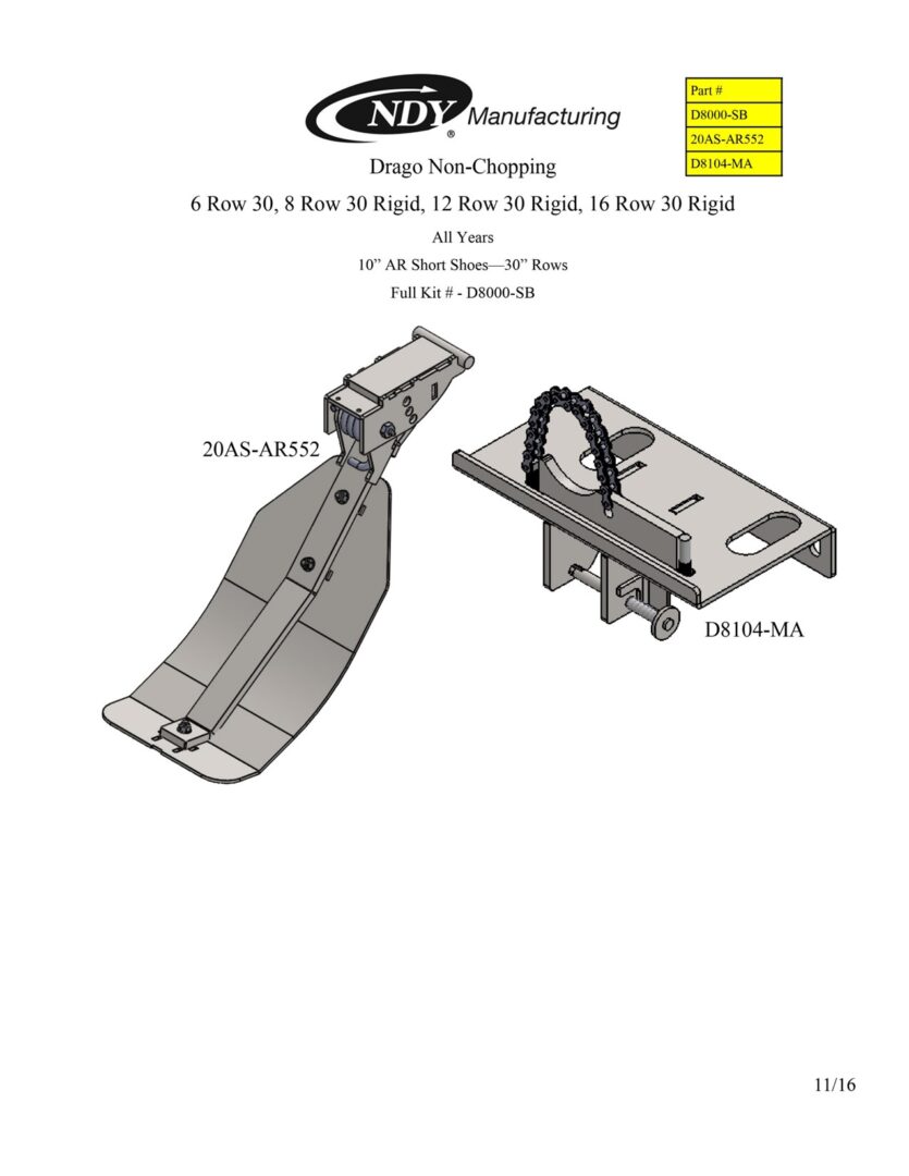 A diagram showing the Stalk Stomper for Drago Series I & II Non-Chopping Corn Head.