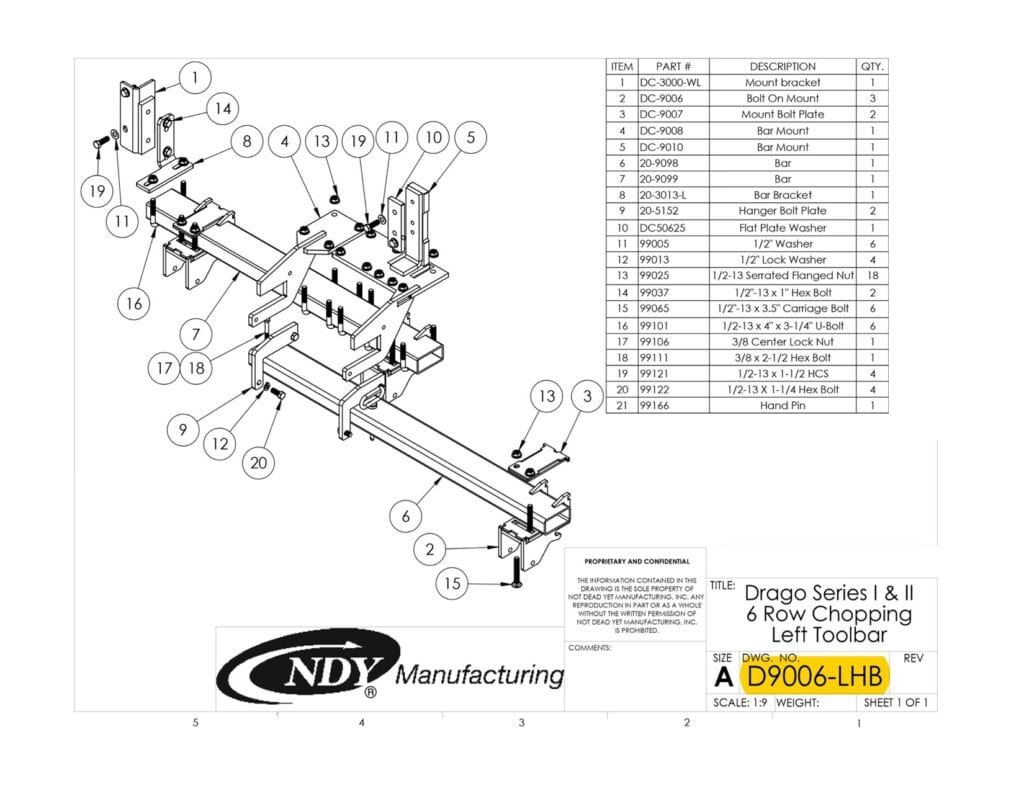 Stalk Stomper Left Toolbar for Drago Series I & II 6 Row Chopping Corn ...