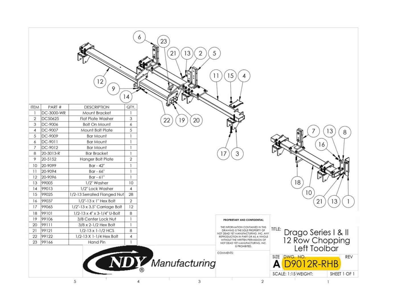 A diagram showing the parts of a Stalk Stomper Right Toolbar for Drago Series I & II 12 Row Chopping, Rigid Corn Head manufacturing - nydy manufacturing - nydy.