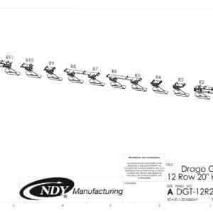 A diagram showing the parts of a Stalk Stomper for Drago GT Series 12 Row 20" Corn Head.