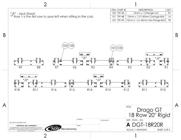 A diagram showing the wiring for a Stalk Stomper for Drago GT Series 18 Row Corn Head.