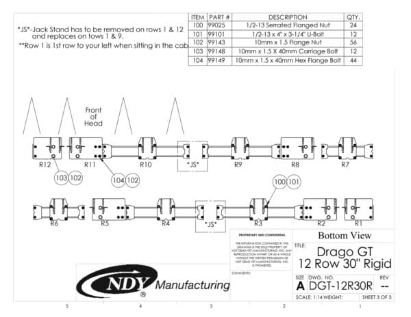 A diagram showing the wiring diagram for the Stalk Stomper for Drago GT Series 12 Row Rigid Corn Head.