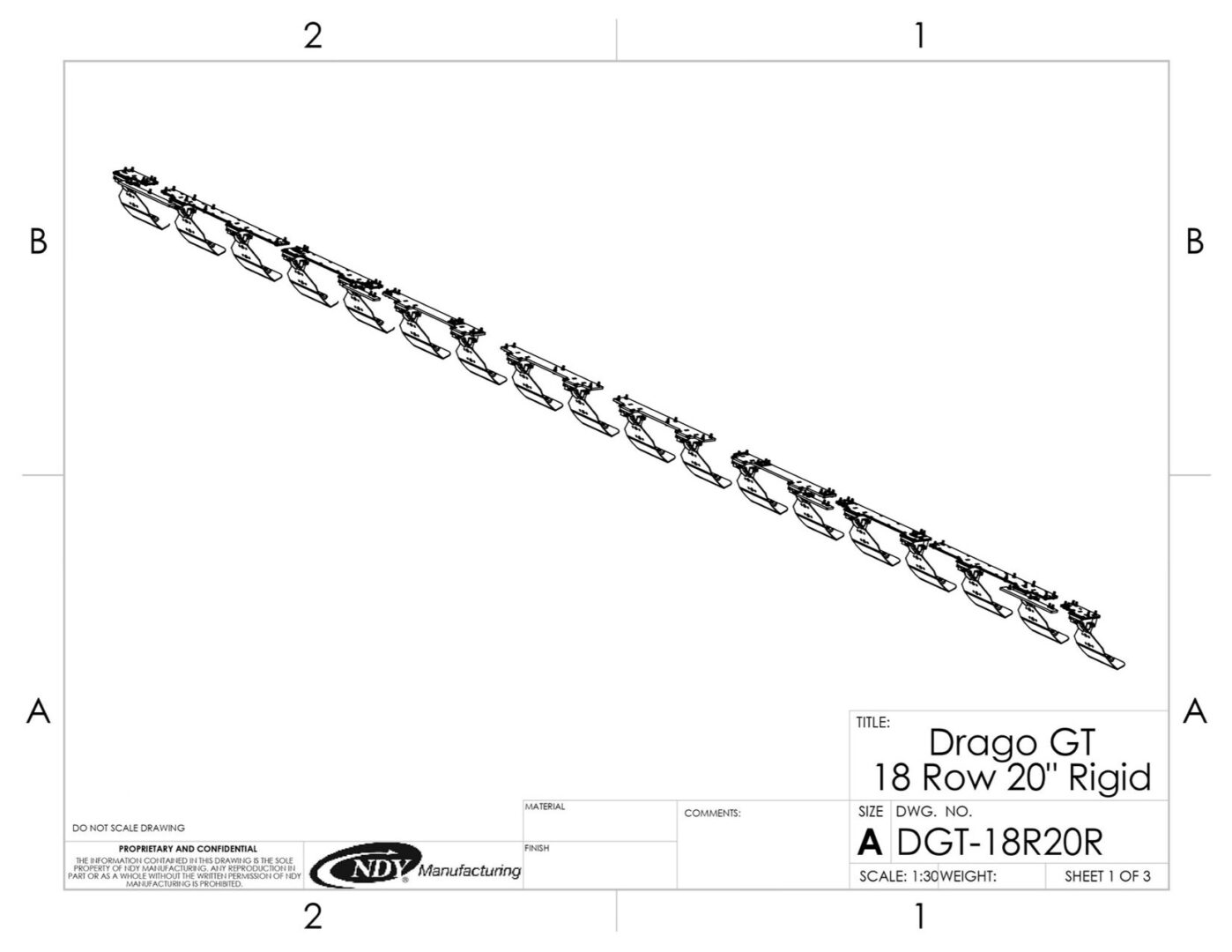 A drawing of a Stalk Stomper for Drago GT Series 18 Row Corn Head with a number on it.