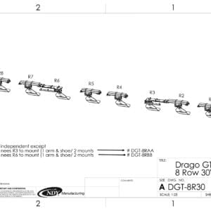 A diagram showing the different parts of a Stalk Stomper for Drago GT Series 8 Row Corn Head.