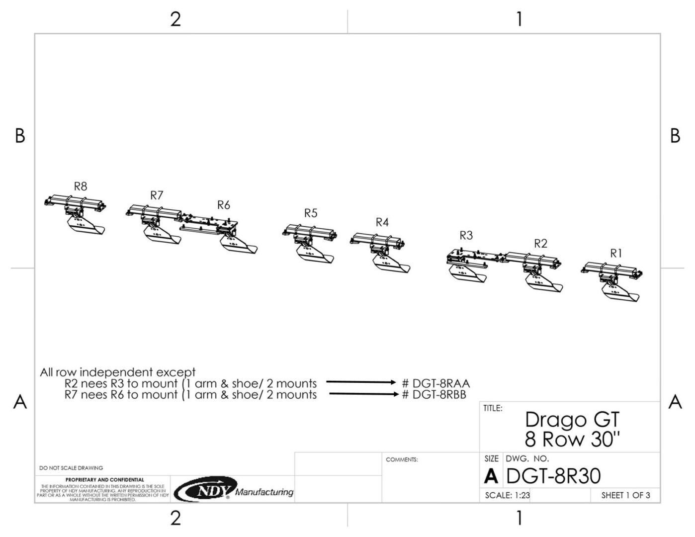 A diagram showing the different parts of a Stalk Stomper for Drago GT Series 8 Row Corn Head.