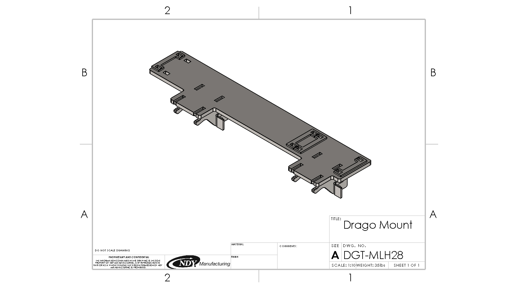 A drawing of the Stalk Stomper Double Mount for Drago GT - Left.