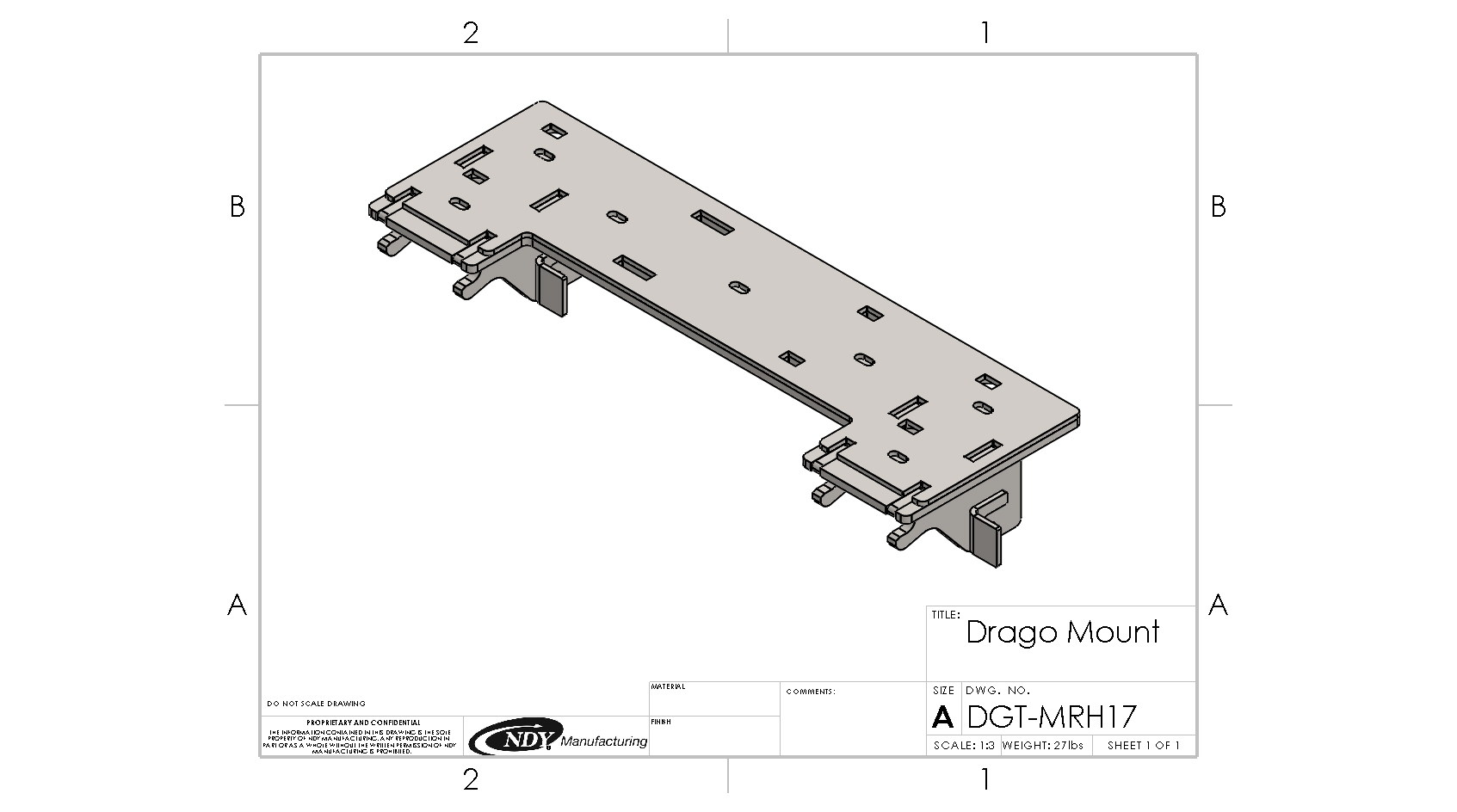 A drawing of the Stalk Stomper Mount for Drago GT - Right.
