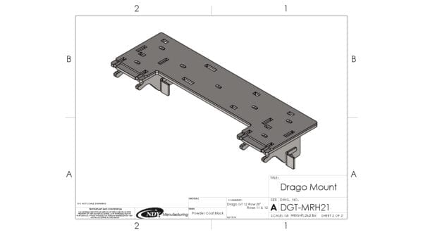 A drawing of a Stalk Stomper Mount for Drago GT - Right for a door.