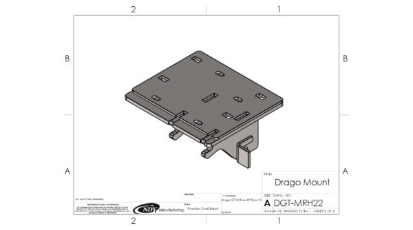 A drawing of a Stalk Stomper Mount for Drago GT - Right.