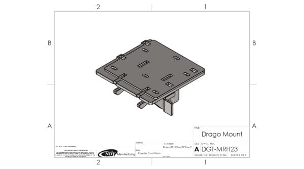 A drawing of a box for a Stalk Stomper Mount for Drago GT - Right.