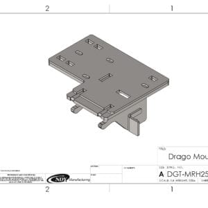 A drawing of a Stalk Stomper Mount for Drago GT - Right for a door.