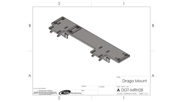 A drawing of a Stalk Stomper Mount for Drago GT - Right.