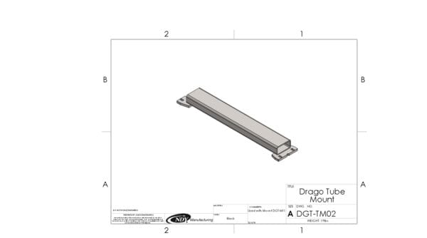 A drawing of a Stalk Stomper Tube Mount for Drago GT.