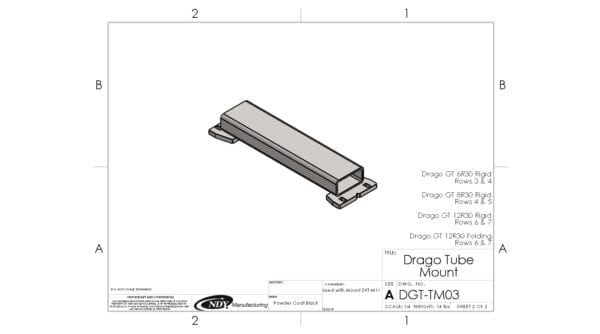 A drawing of the Stalk Stomper Tube Mount for Drago GT.