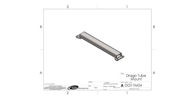 A drawing of a Stalk Stomper Tube Mount for Drago GT for a door.