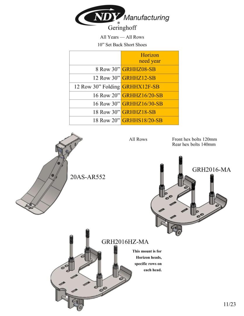 A diagram showing the different parts of a Stalk Stomper for Geringhoff Horizon Series 8 Row 30" Corn Heads machine.