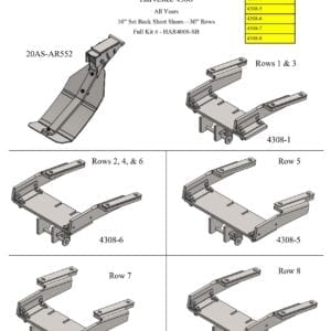 A diagram showing the different parts of a Stalk Stomper for Harvestec 4000 Series 8 Row Corn Head.